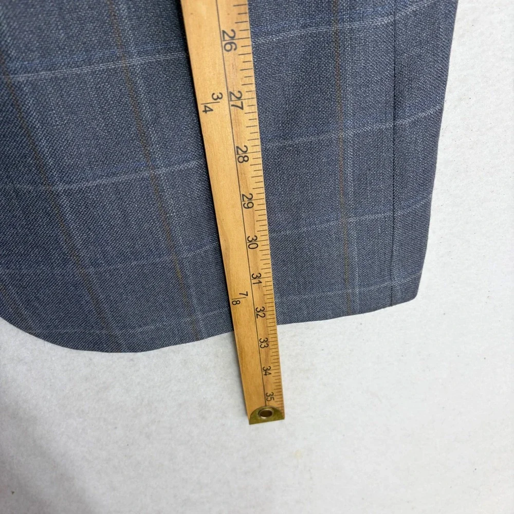 Joseph Abboud Blazer Jacket Mens 42L Grey Wool Linen Silk Windowpane Sports Coat